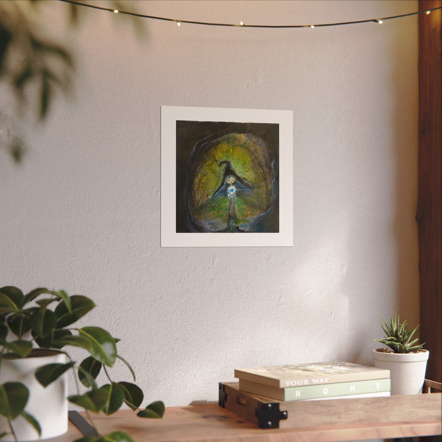 Blue Witch Posters | Textured Watercolor Matte Print