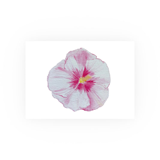 Pink Hibiscus Floral Illustration Poster | Satin or Archival Matte