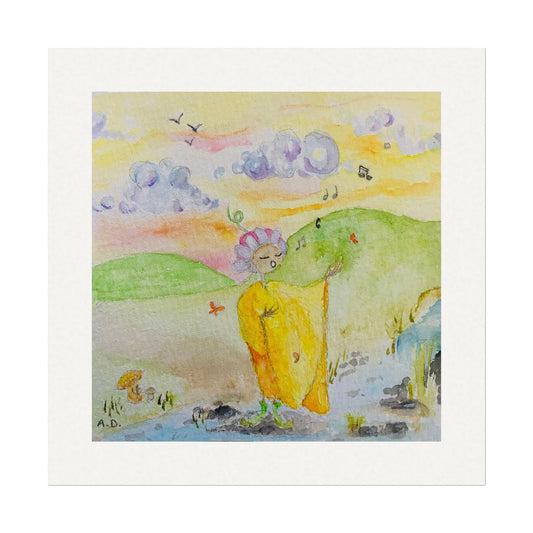 Stream side Singer | Textured Watercolor Matte Print