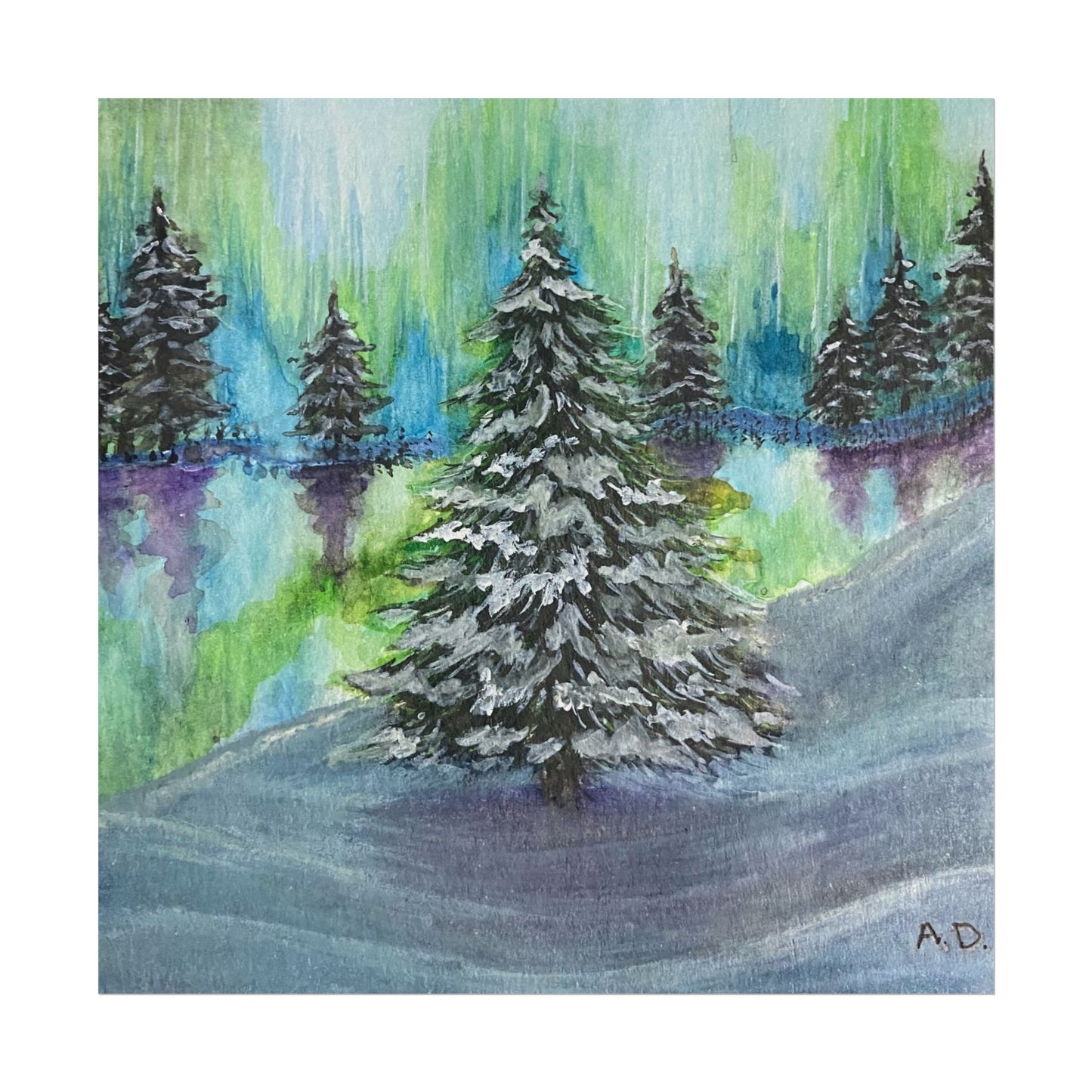 Winter Aurora Edgeless | Textured Watercolor Matte Print