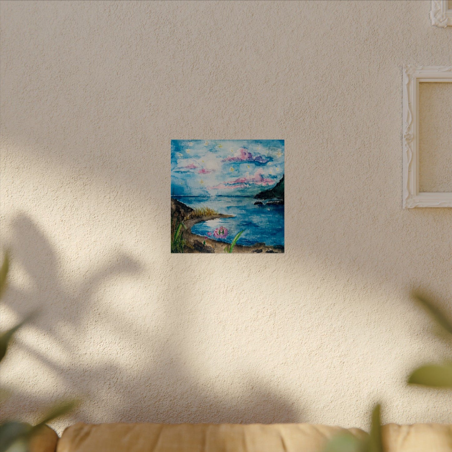 Seaside Love Bug and Scenery Edgeless | Textured Watercolor Matte Print