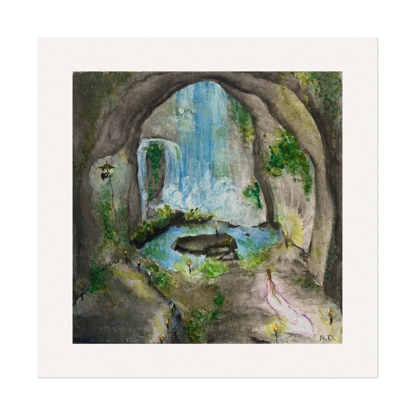 Secret Grotto | Textured Watercolor Matte Print