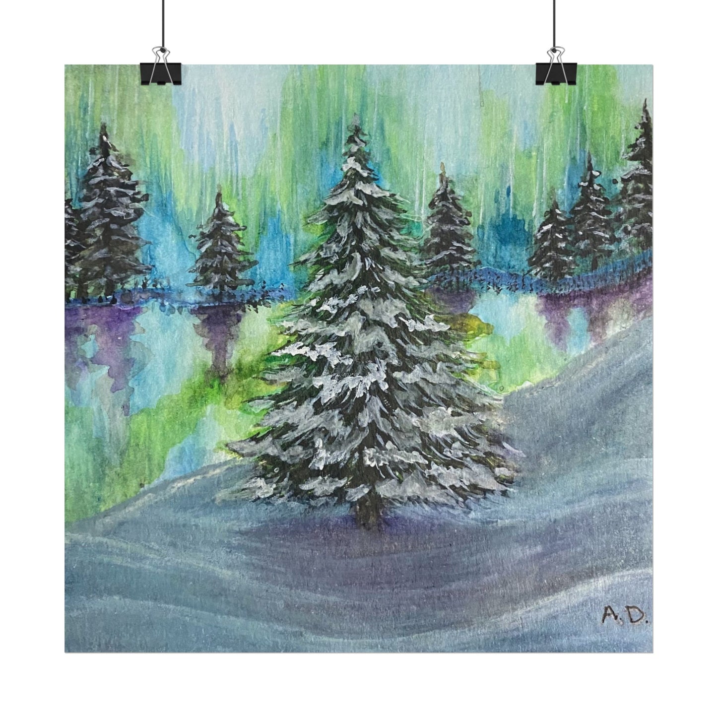 Winter Aurora Edgeless | Textured Watercolor Matte Print