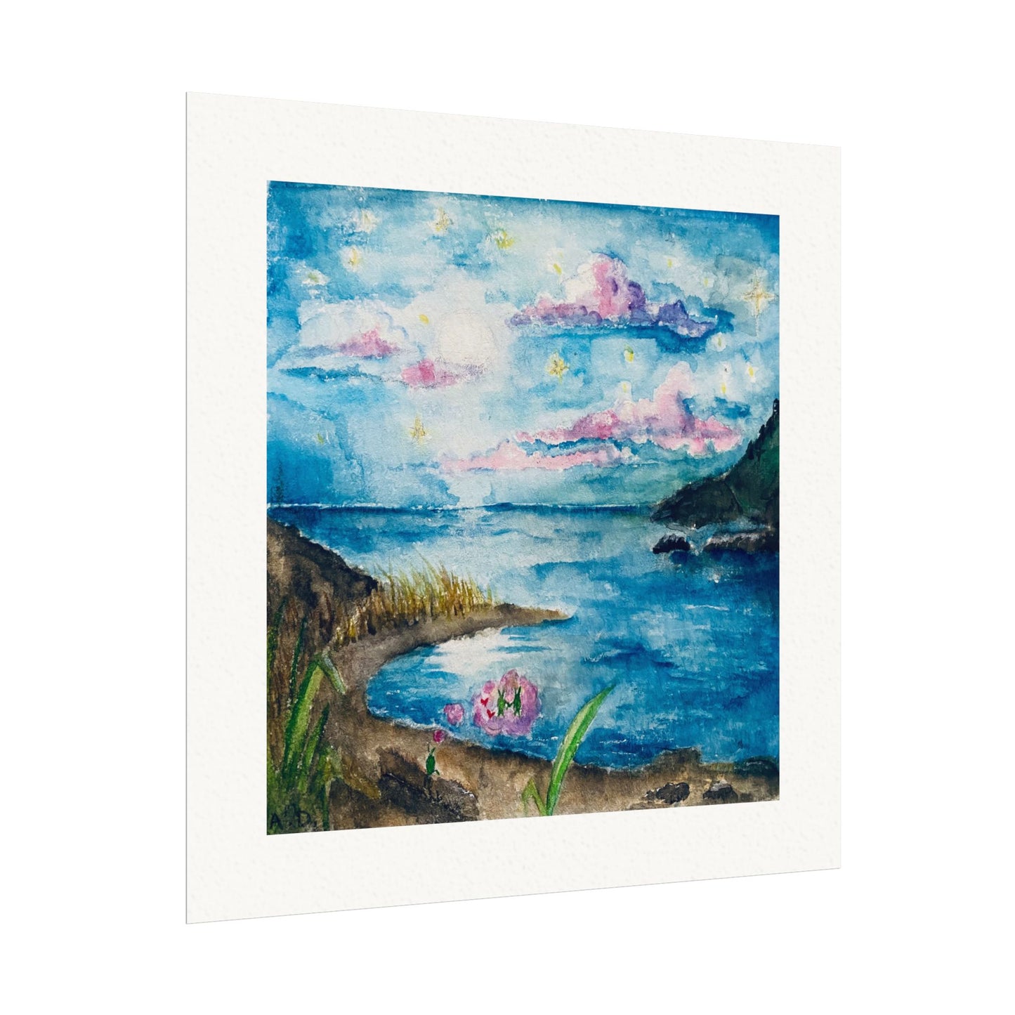 Seaside Love Bug and Scenery | Textured Watercolor Matte Prints