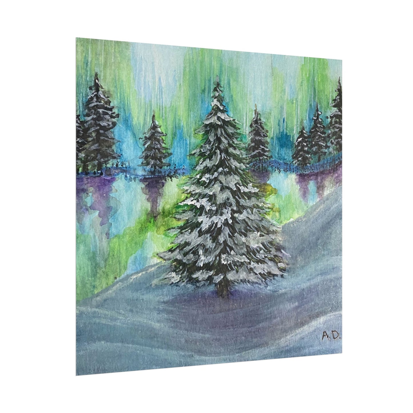 Winter Aurora Edgeless | Textured Watercolor Matte Print