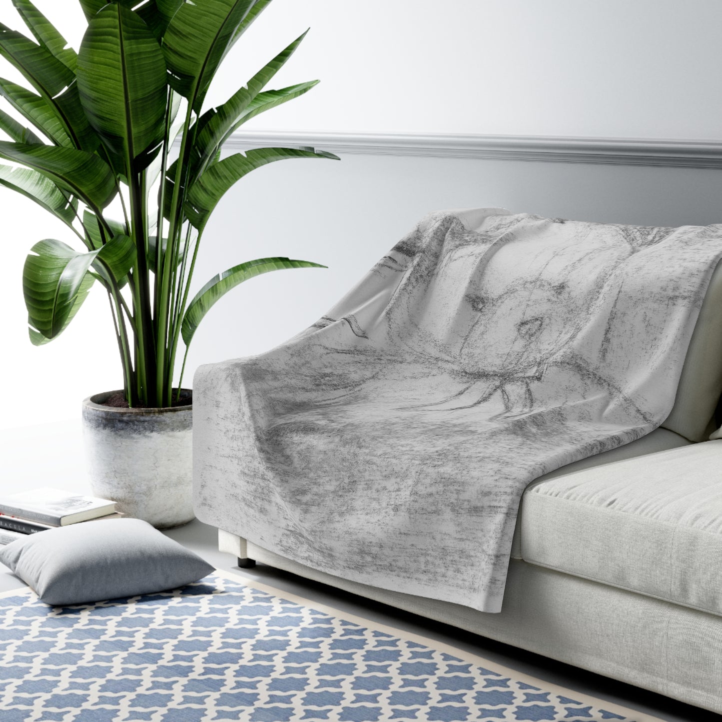 Sherpa Blanket with Hand-Drawn Teddy Bear Sketch — Cozy Nursery Throw