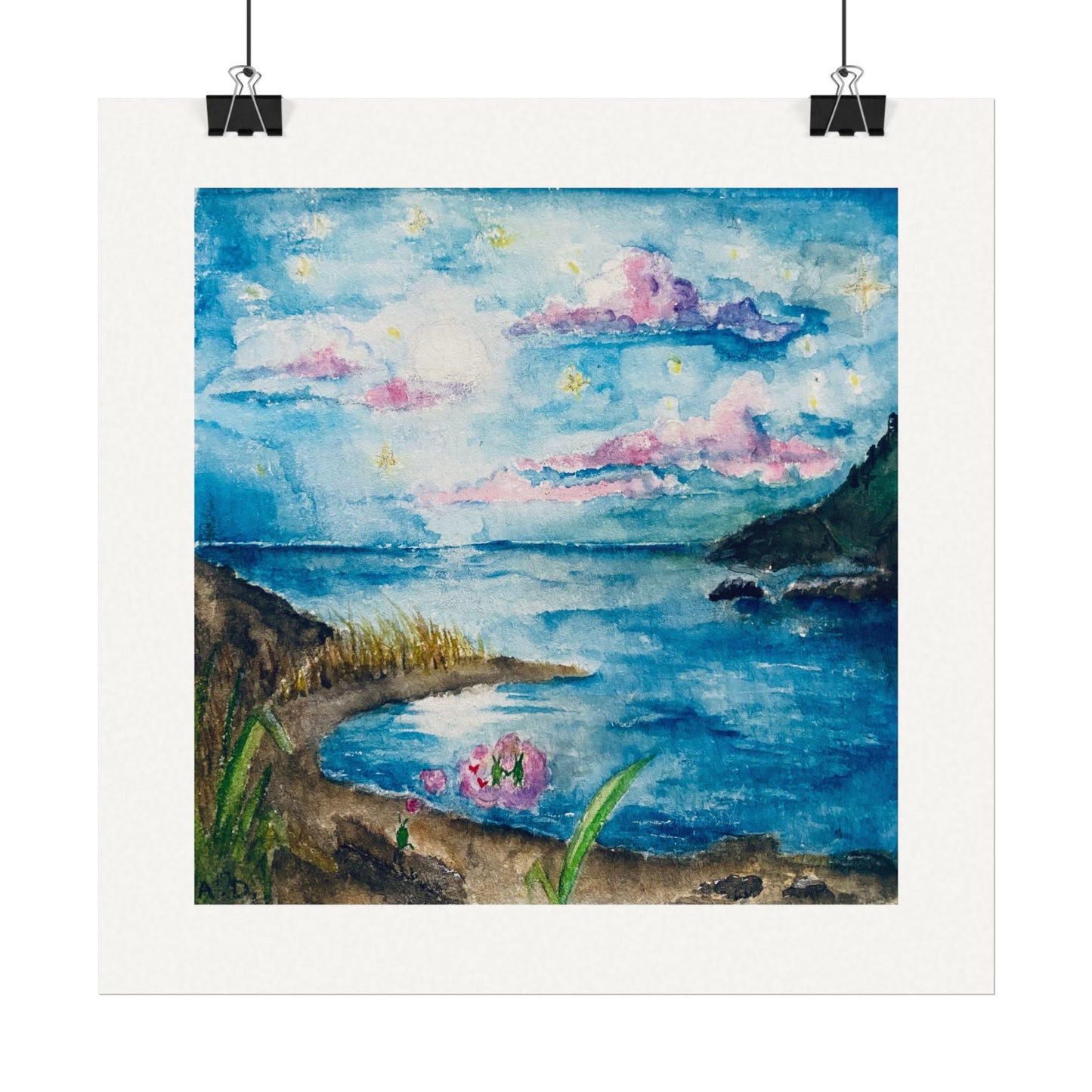 Seaside Love Bug and Scenery | Textured Watercolor Matte Prints