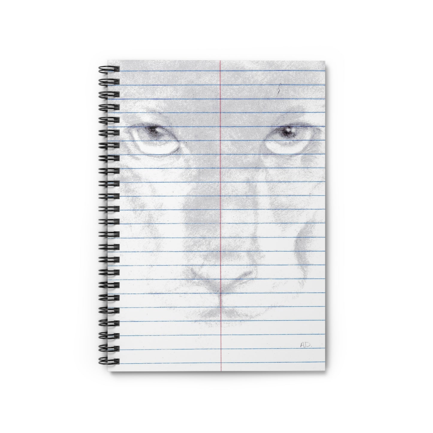 Pencil Sketch Panther Face Spiral Notebook | Ruled Line