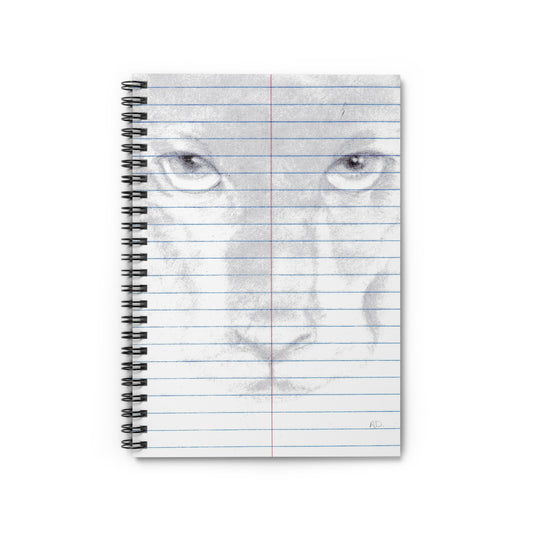 Pencil Sketch Panther Face Spiral Notebook | Ruled Line