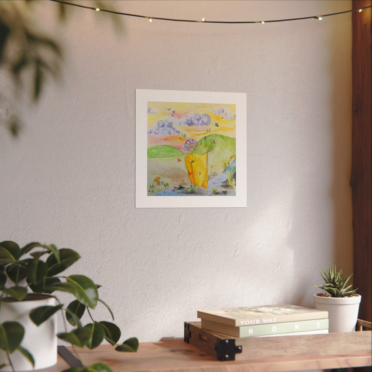 Stream side Singer | Textured Watercolor Matte Print