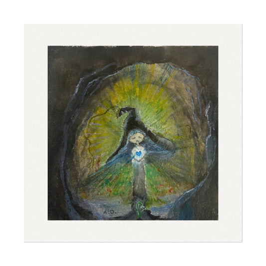 Blue Witch Posters | Textured Watercolor Matte Print