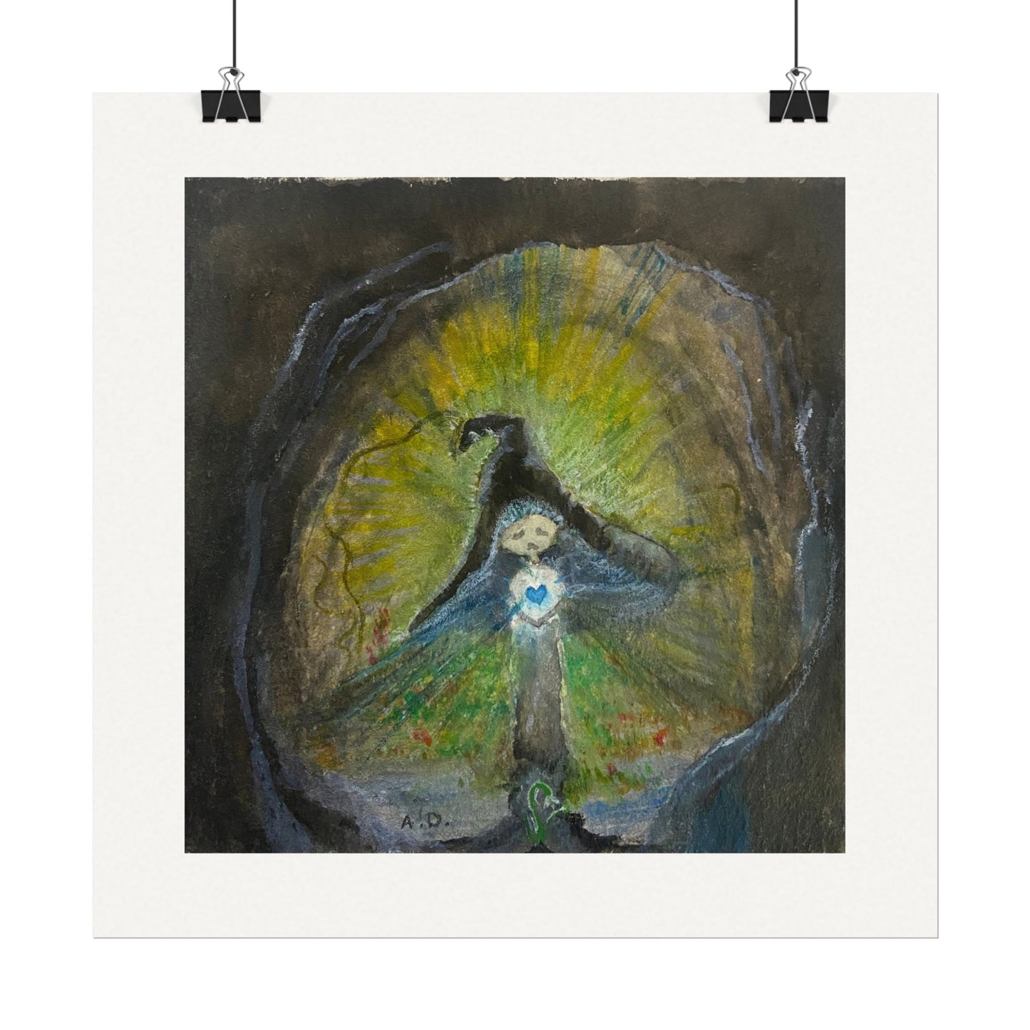 Blue Witch Posters | Textured Watercolor Matte Print