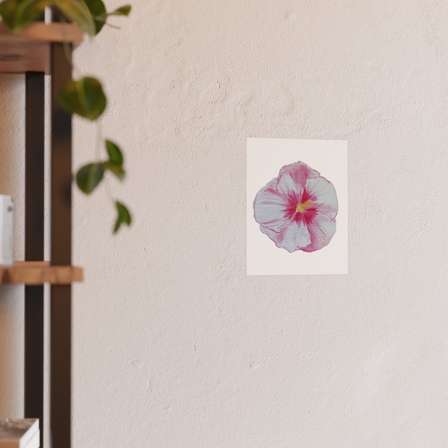 Pink Hibiscus Floral Illustration Poster | Satin or Archival Matte