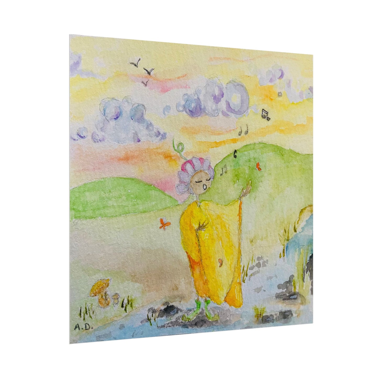 Stream side Singer | Textured Watercolor Matte Prints