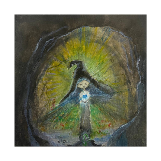 Blue Witch Posters Edgeless | Textured Watercolor Matte Print