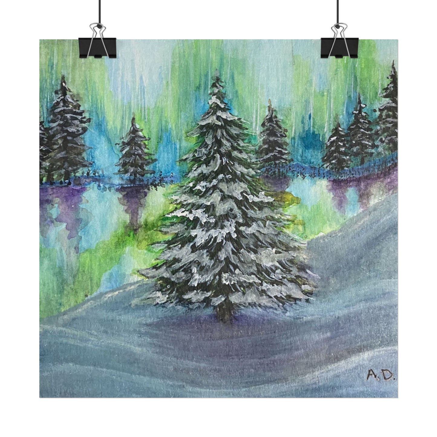 Winter Aurora Edgeless | Textured Watercolor Matte Print