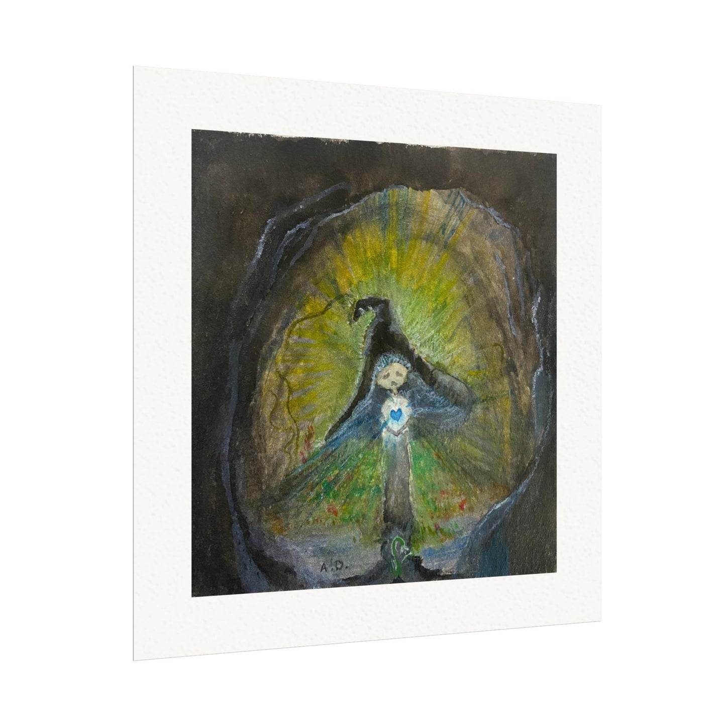 Blue Witch Posters | Textured Watercolor Matte Print