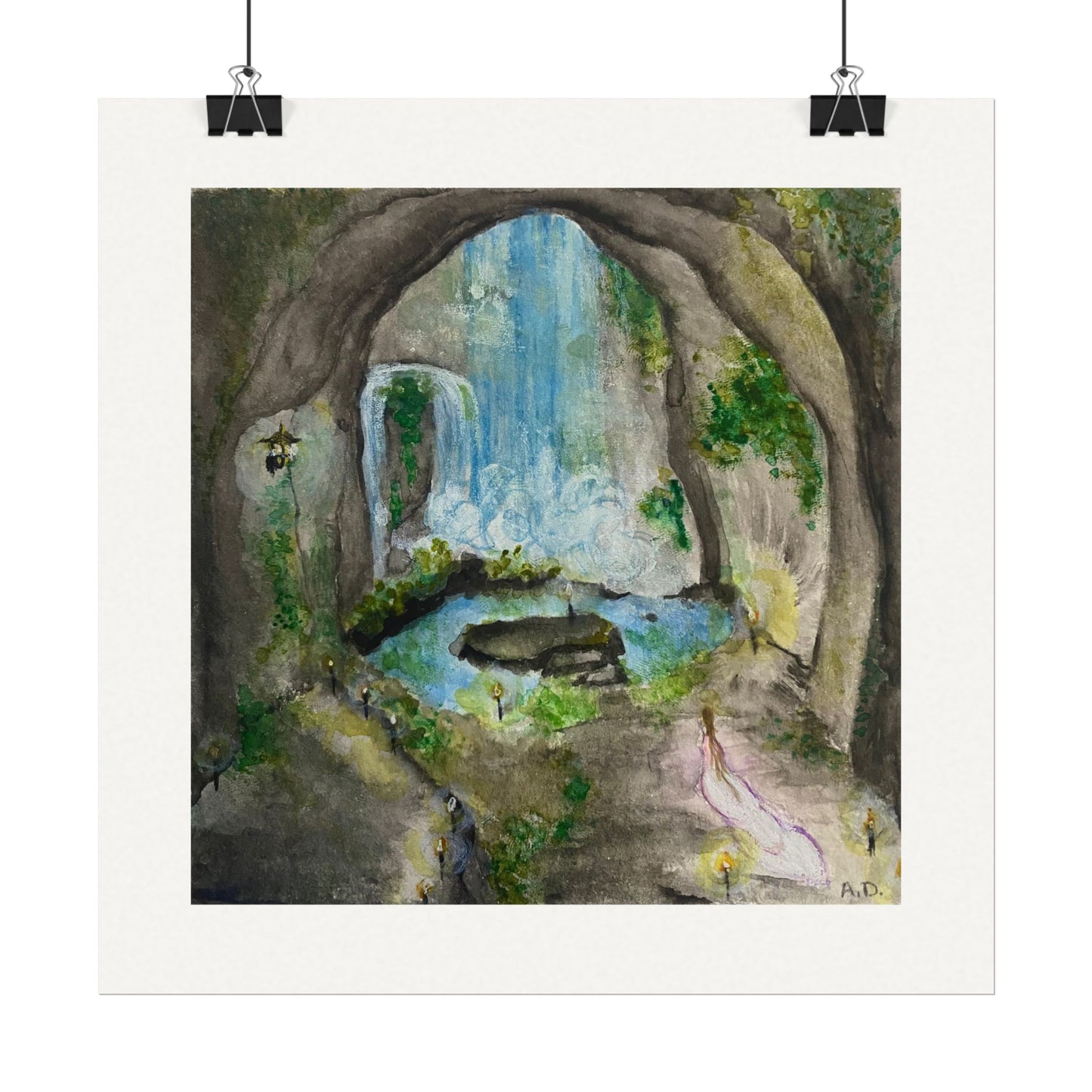 Secret Grotto | Textured Watercolor Matte Print