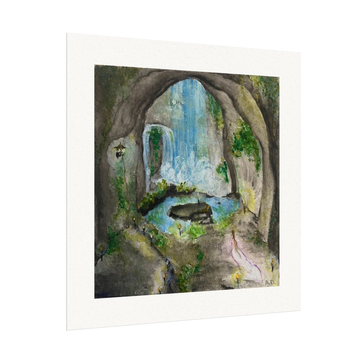 Secret Grotto | Textured Watercolor Matte Print