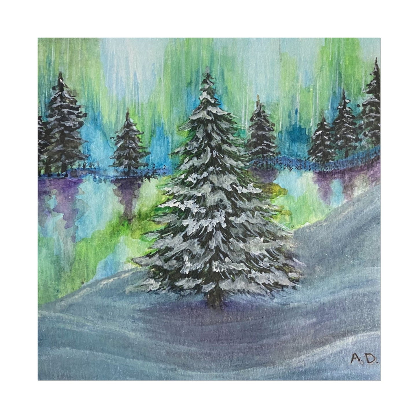 Winter Aurora Edgeless | Textured Watercolor Matte Print