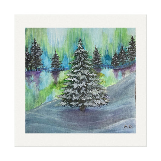 Winter Aurora | Textured Watercolor Matte Print