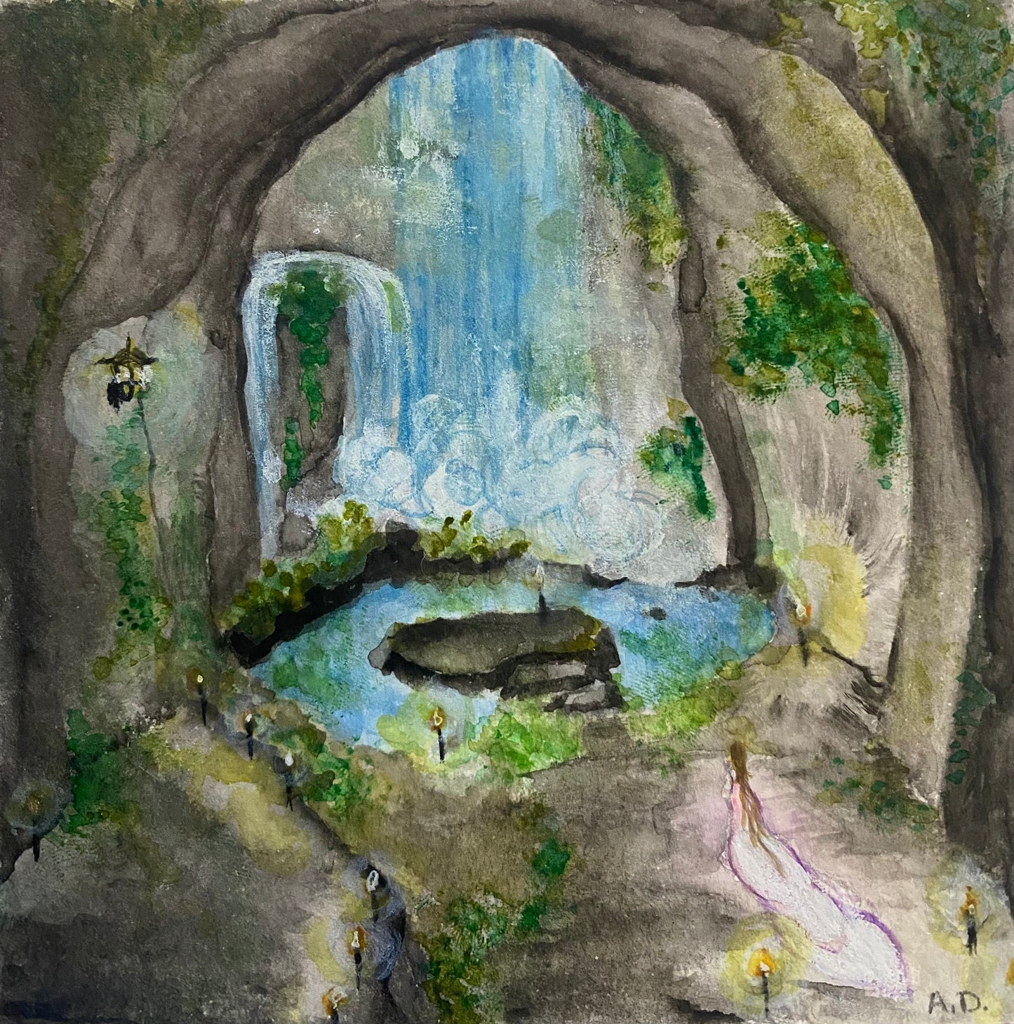 Hidden Grotto Watercolor | Digital Download