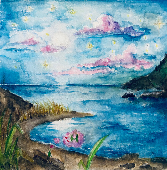 Seaside Love Bug Watercolor Illustration | Digital Download